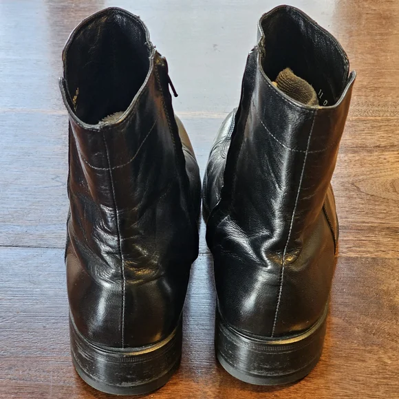 Florsheim Mens Boots Duke Genuine Leather Bike Toe With Zippers Black Color